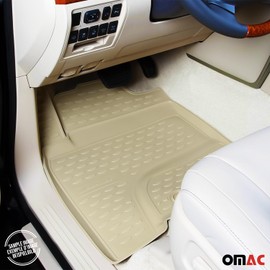 OMAC Floor Mats for Mercedes C Class W204 Sedan 2010-2014 Car Mats All Weather 3D Custom Fit Rubber Mat Waterproof Odorless TPE Floor Liners Laser Measured Non-Slip (Beige)