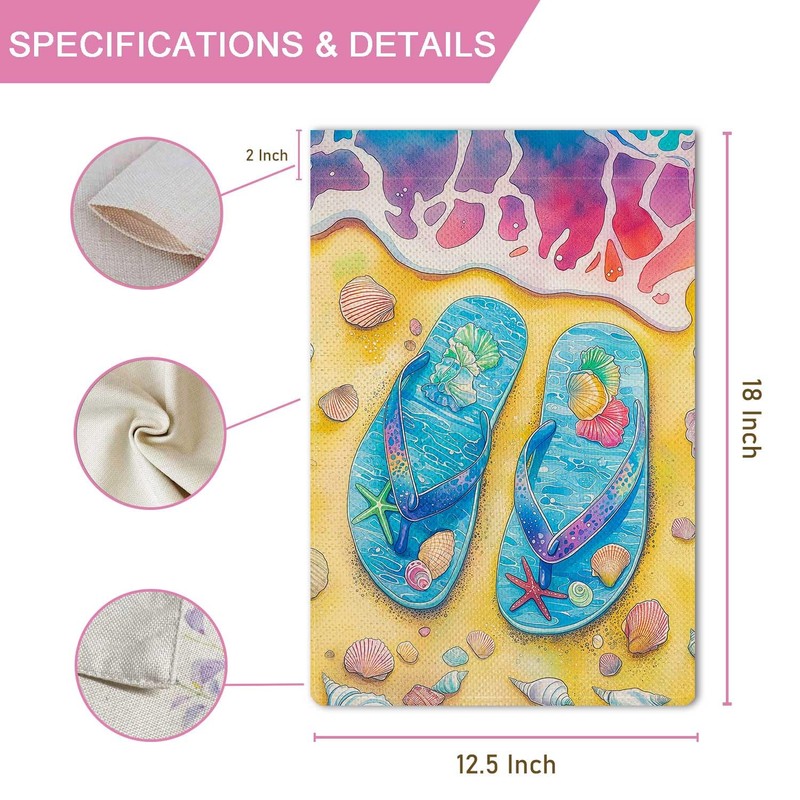 Lorugekyu Summer Flip Flop Garden Flag Beach Shell Small Flag