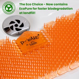 P-Wave 6 Pack Trough Urinal Screen Splash Mats, Large Size Fits All Types Of Trough Urinals, Deodoriser & Odour Neutraliser, Long Lasting, Anti-Splash Mats with Slanted Bristle, Cucumber & Melon