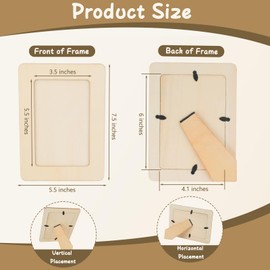 18 Pack Picture Frame Painting Craft Kit Wooden Picture Frames for 4 x 6 Photo with 4 Sheets Crystal Diamond Stickers 2 Bags Eva Stickers 12 Color Pen for DIY Craft