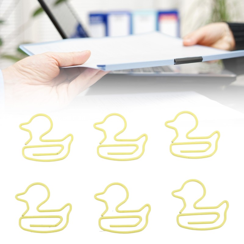 100pcs Paper Clips Cute Duck Shaped Decorative Metal Paperclips with