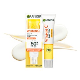 Garnier Vitamin C Sun Protection Cream, Invisible Brightening Fluid, SPF 50+, Protects and Corrects Sun Damage, for Face & Neck, Vegan, For All Skin Types, Daily UV Invisible, 40 ml