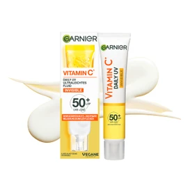 Garnier Vitamin C Sun Protection Cream, Invisible Brightening Fluid, SPF 50+, Protects and Corrects Sun Damage, for Face & Neck, Vegan, For All Skin Types, Daily UV Invisible, 40 ml