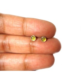 Art Gecko 925 Sterling Silver Round Green Peridot Stud Earrings 4mm Sterling Silver Peridot, Sterling Silver, Peridot