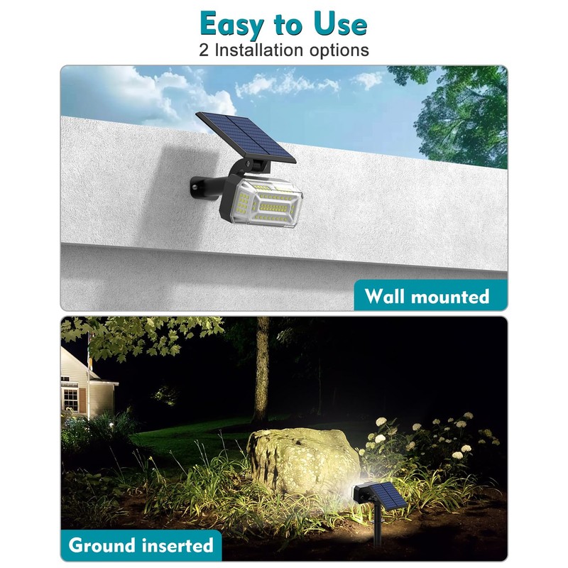 Kipeini 102 LEDs Solar Spot Lights Outdoor, [ 4 Modes/8