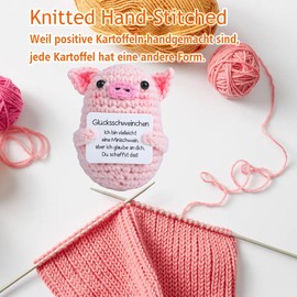 Aonveki Pocket Hug Lucky Pigs, Creative Knitting Wool, Positive Pig and Small Hug, Lucky Charm, Courage Gift, Lucky Charm Exam Gift