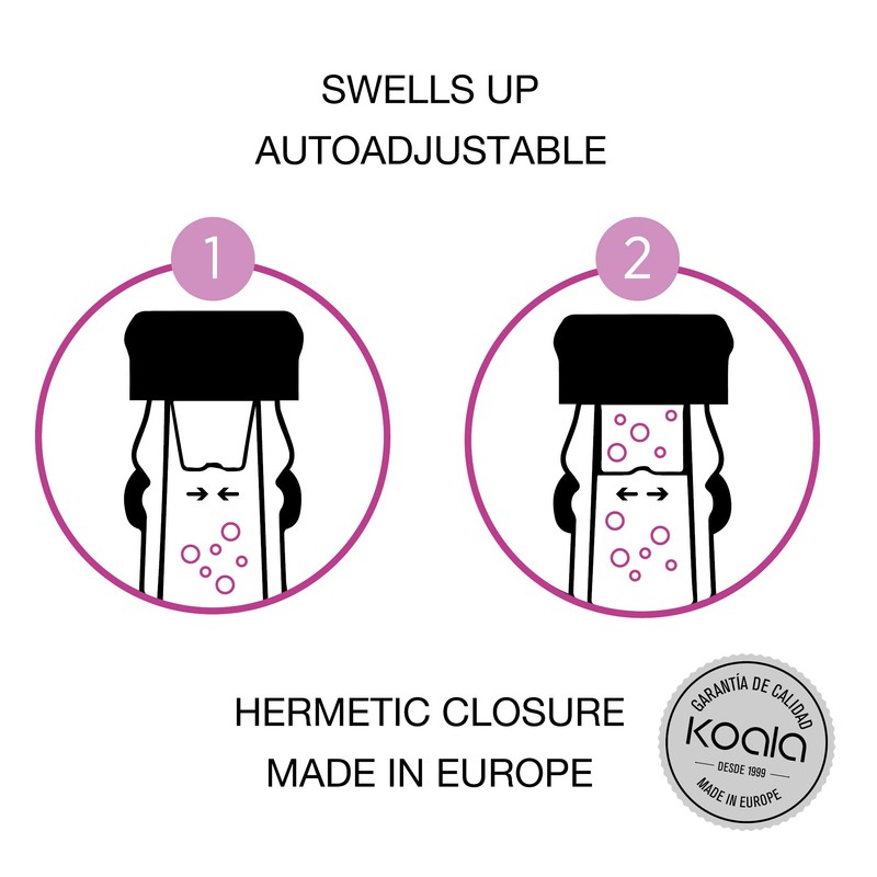 Koala Champagne Stopper Basic-1 Piece, Black, One Size