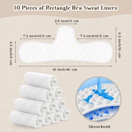 YLOLUL 10 Pcs 18x3 Inch Cotton Bra Liners Under Bra Pads Bra Liners to Absorb Sweat for Women Sweating Supplies