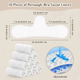 YLOLUL 10 Pcs 18x3 Inch Cotton Bra Liners Under Bra Pads Bra Liners to Absorb Sweat for Women Sweating Supplies