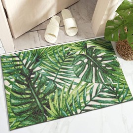 DECOMALL 2'x3' Door Mat Small Outdoor Rugs for Porch Patio Balcony Deck Yard, Tropical Plants Palm Leaf, 24"x36"