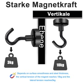 Aenienoe Pack of 20 Magnetic Hooks Small Strong Magnets with Hooks Magnetic Neodymium Magnetic Hooks Hook Magnets for Hanger Kitchen Camping Accessories 16 mm Black