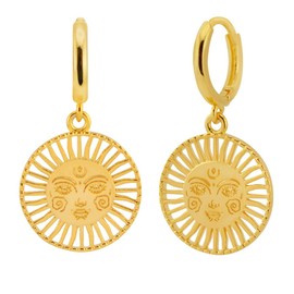 Dwen W14K Bohemian Round Cutout Earrings Handcrafted Vintage Design Hypoallergenic Material Perfect for Daily Wear and Gifting