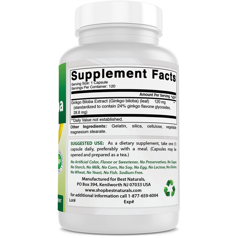 Best Naturals, Ginkgo Biloba Extract - Double Strength Ginkgo Biloba,