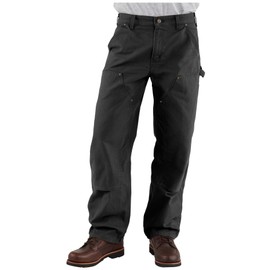 Carhartt Men's Loose Fit Washed Duck Double-Front Utility Work Pant, Black, 34W x 34L
