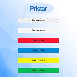 Pristar Compatible for Brother Tape M-K221 MK121 MK421 MK521 MK621 MK721 9mm 0.35" Black on Clear/White/Red/Blue/Yellow/Green for Brother P-Touch PT-90 PTM95 PT-70SR PT-80 PT70BM PT-65 PT85, 6-Pack
