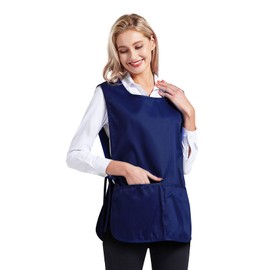 Nanxson Unisex Cobbler Apron with 2 Deep Pockets, 2 Pack Smock with Side Ties for work kitchen CF3137 (navy, One Size)