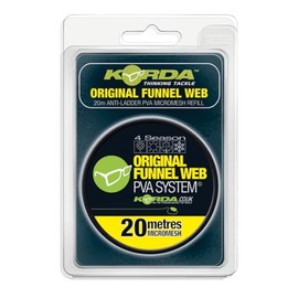 Korda Funnel Web PVA Refill 20m Micromesh Spool for Carp Fishing Tackle Systems - Anti-Ladder Dissolving Mesh for Fine Baits and Micro Pellets