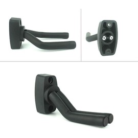 Tioamy 2 Pack Guitar Wall Hanger Stand, Non-Marring Rubber Coated, Adjustable Arms, Easy To Install, Black, Modern Style, 2 Hooks, 60 lbs Weight Capacity