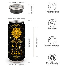 Robadyme 17OZ Leo Tumbler Constellation Tumbler Zodiac Stainless Steel Tumbler Men Women Astrology Fans Birthday Gifts Zodiac Tumbler With Straw Lid Coffee Mugs Car Cup A7