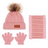 Enwokran 3-in-1 Children's Beanie Winter Hat Scarf Gloves Set, Thick