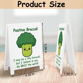 Funny Broccoli Desk Sign Inspirational Office Decor Go BROC the World Positive Broccoli Emotional Motivational Sign Gifts for Friends Coworkers Cute Desk Decor White Elephant Gifts