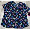 Scrubstar NWT Womens Black Butterfly Print Stretch Scrubstar Scrub Top