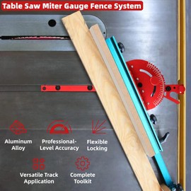 Table Saw Miter Gauge System, Miter Gauge System Fence with Limit Stop, Accurate Table Saw Miter Gauge, for 30mm or 45mm T track