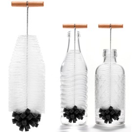 LAIVIYA 35cm Flaschenbürste für Sodastream Glasflaschen Kunststoffflaschen Lang Flaschenreiniger Bürste Mit Borsten Schwamm Reinigungsbürste für Glaskaraffe Sodaflaschen Babyflaschen Trinkflaschen