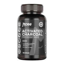 Activated Charcoal Capsules 2000mg – 180 Capsules | Helps Reduce Excessive Flatulence After Eating | Coconut Shell Derived No Fillers or Binders | Vegan | MOBU UK Made