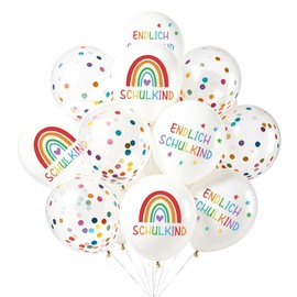 Pack of 30 Decorative Balloons, Rainbow First Day of School Balloons for Boys and Girls, First Day of School Helium Balloons, Colourful Finally School Child Balloon, for Children Start of School