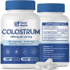 Colostrum Supplement 120 Capsules for Humans - Organic Bovine Colostrum Powder for Gut Health, Hair Growth, Beauty, and Immune Support - Unflavored (120 Capsules)