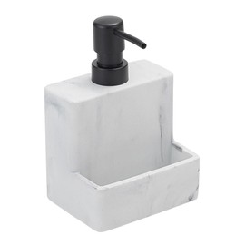 Luxshiny Soap Dispenser with Sponge Holder, Marble Look Liquid Hand and Dish Soap Dispenser Pump Bottle, 2 in 1 Shampoo Lotion Bottle for Bathroom Kitchen Sink