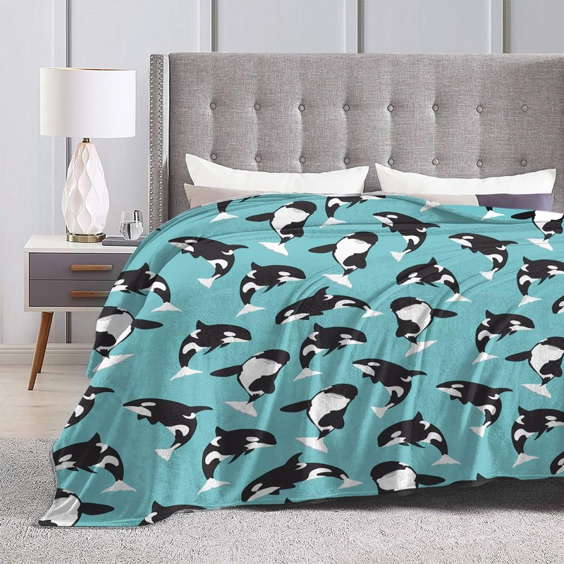 Chioee MT0992XA Flannel Blanket Throw Orca Pattern, Cute Animal, Stylish