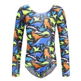 Happy Cherry Gymnastic Leotard for Girls One Piece Long Sleeve Dance Clothing Elastic Bodysuit Unitard Black 6T