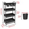 JIUYOTREE 4-Tier Rolling Storage Cart Utility Cart with Extra Hanging