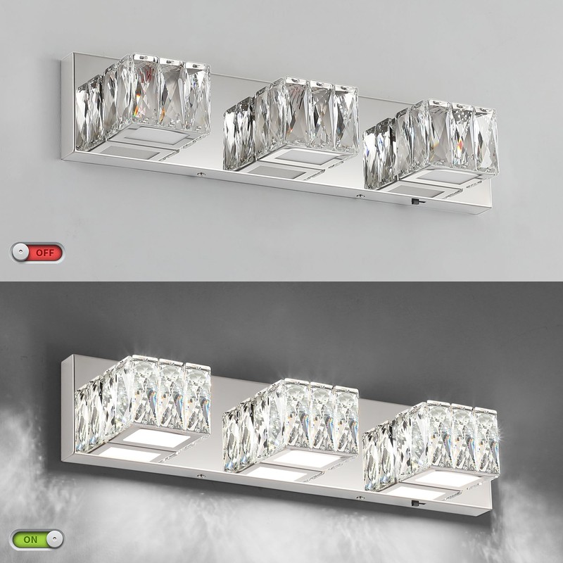 ZUZITO LED Bathroom Light Fixture Modern 3 Light Crystal Vanity