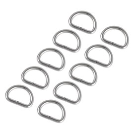 QUARKZMAN 10 mm D Ring x 50 Pieces Semicircular Unwelded for Keys and Apron Bands [Silver Tone], silver