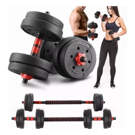 Lawuto Juego de mancuernas Lawuto barra recta ejercicio kit ajustables 15 kg color negro