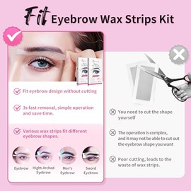 Beauty7 Kit de tiras de cera para piel sensible, depilación facial para cejas, labios, 24 tiras y 4 toallitas de aceite calmantes, depilación en casa 