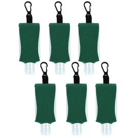 ICObuty Empty Bottle for Hand Gel Products Liquid Soap 6 Pack 1 OZ Travel Sized Holder Keychain Carriers Flip Cap Reusable Portable (Forest Green)
