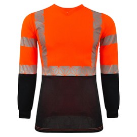 SMASYS Work Safety T Shirts, High Visibility Reflective T-Shirt, Hi-Vis Construction Workwear for Women(Long Sleeves Orange,M)