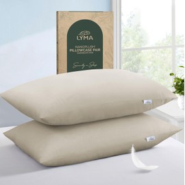 LYMA Bedding Pillow Cases 2 Pack, Ultra Soft Breathable Housewife Cover, OEKO-TEX Certified, Nanoplush Double Brushed Quick Dry Pillowcases, Envelope Closure Wrinkle Fade Resistant 50x75CM, Beige