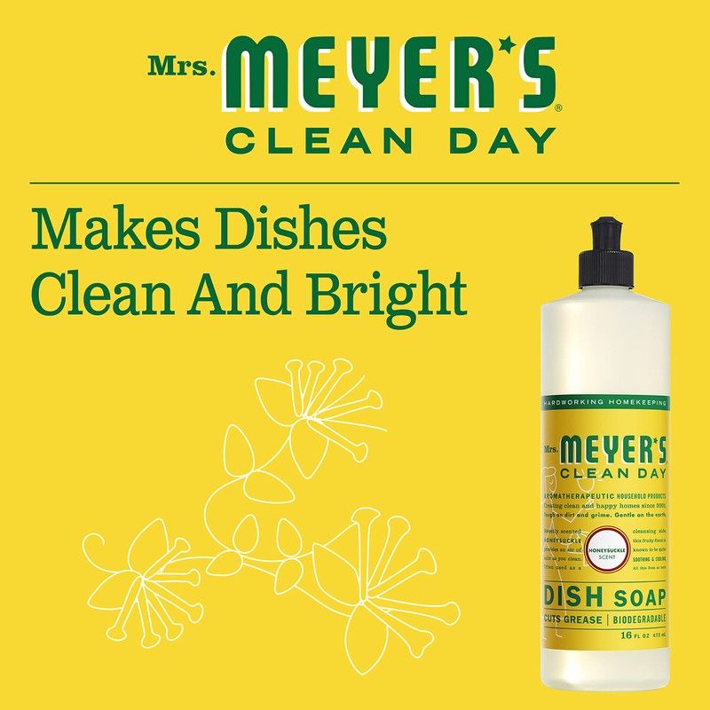 MRS. MEYER'S CLEAN DAY Liquid Dishwashing Soap, Honeysuckle, 16 oz