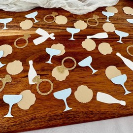 100PCS Last Toast on the Coast Confetti,Bachelorette Table Decoration,Bachelorette Party Decor,Wine Cup Diamond Ring Shells Paper Scatter for Bridal Shower