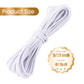 5/32 Inch White Bungee Cord, 40 Feet Heavy Duty Elastic Shock Cord Nylon Stretch String Bungee Rope for Luggage, Camping, Kayak, Tie Downs (White, 5/32 inch x 40 ft)