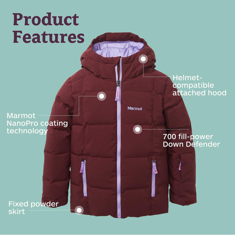 MARMOT Kid's Polar Down Jacket, Port Royal, Large