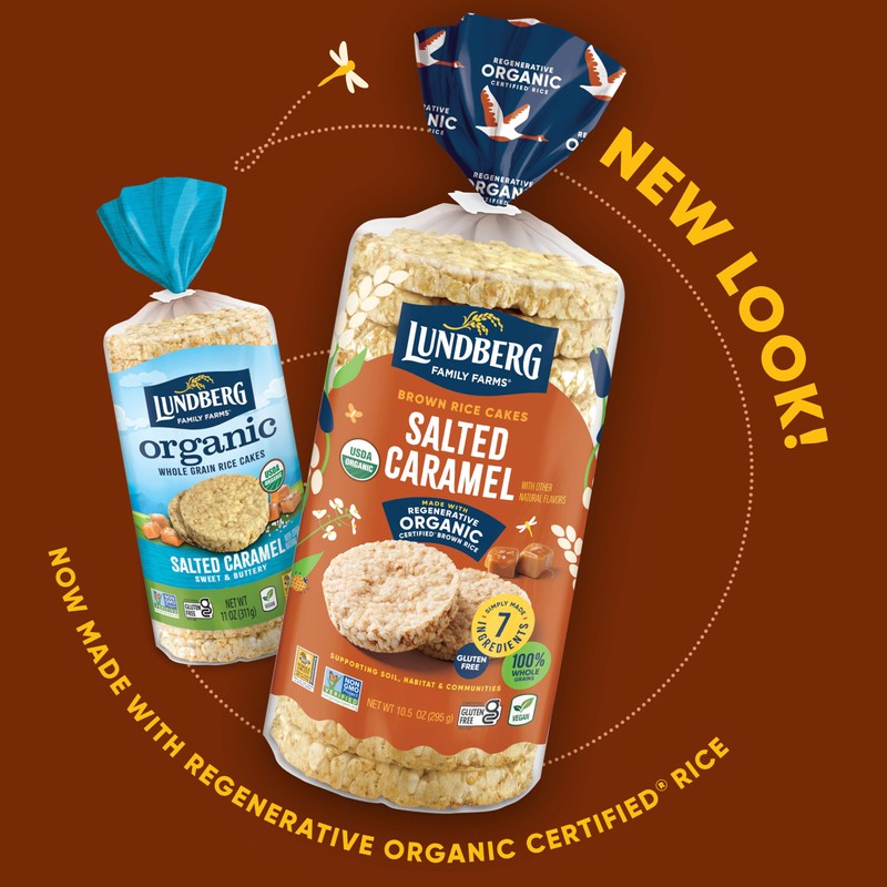 Lundberg Organic Whole Grain Brown Rice Cakes, Salted Caramel, Gluten-Free,