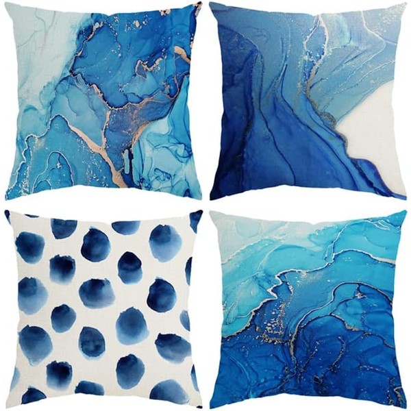 QUALKNOY Velvet Cushion Covers 45x45 cm Set of 4, Abstract