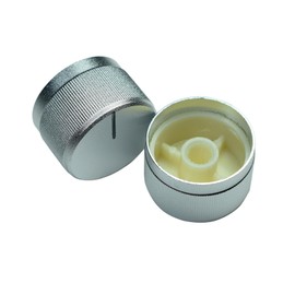 FILSHU 2Pcs 26x17mm Aluminium Alloy Potentiometer Volume Control Rotary Knob Knurled Shaft Hole Silver Tone,for 6mm Diameter Shaft Guitar Volume Knob