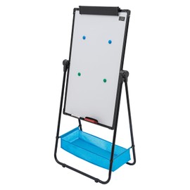 Dry Erase Board 24" x 35" Double Sided White Board with Stand Magnetic Easel Stand White Board Height Adjustable & 360° Rotating Whiteboard